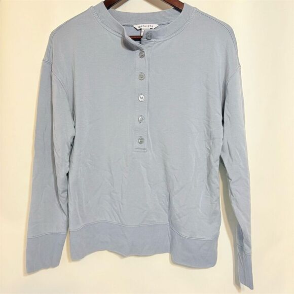 Athleta‎ Women's XS Blue 1/2 Button Henley Pullover Sweatshirt - Picture 1 of 8